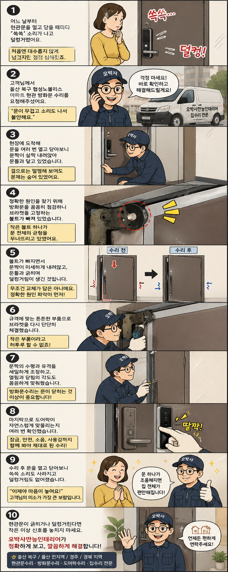 울산 북구 협성노블리스 방화문수리 10컷 웹툰
